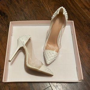 White studded heels size 8